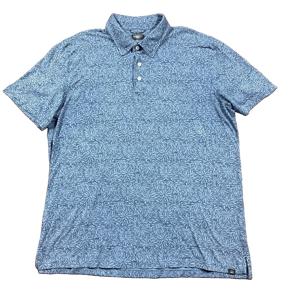 Faherty Reserve The Movement Polo Shirt Floral Tropical Blue Size XL
